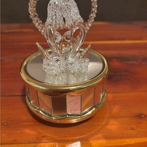 Crystal Swan Music Box with Gold Accents